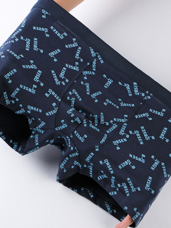 Men's Mid Waist Cotton Breathable Print Boxer Briefs Shello Creative Boutique