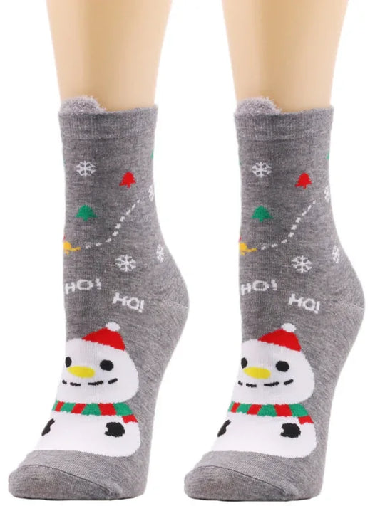 Women Christmas Snowman Socks - Festive Knit with Elasticity - Shello's Creative Boutique