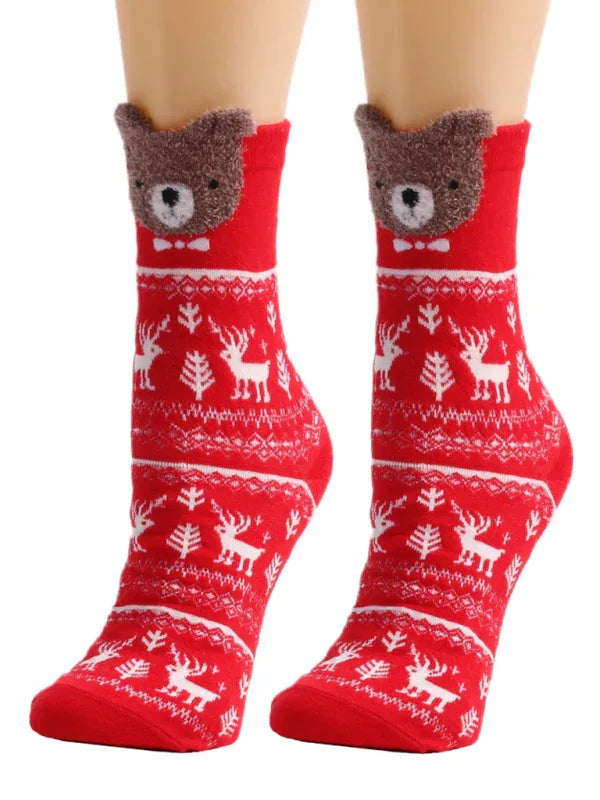 Women Festive Animal Knit Christmas Socks - Shello's Creative Boutique