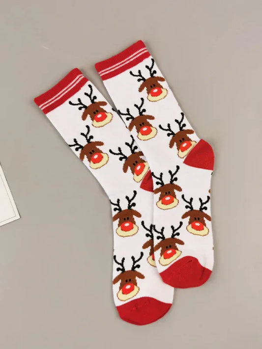 Festive Reindeer Knit Women's Elastic Socks - Shello's Creative Boutique