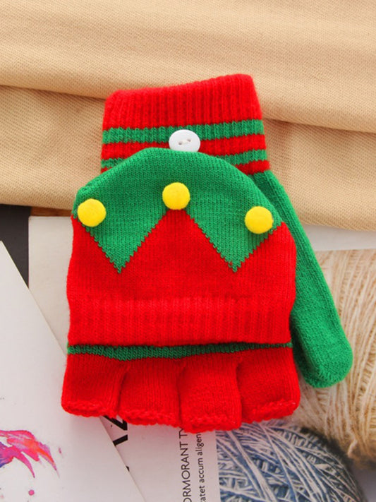 Festive Winter Knit Fingerless Gloves Women Shello's Creative Boutique