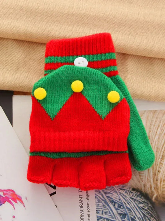 Festive Winter Knit Fingerless Gloves Women - Shello's Creative Boutique