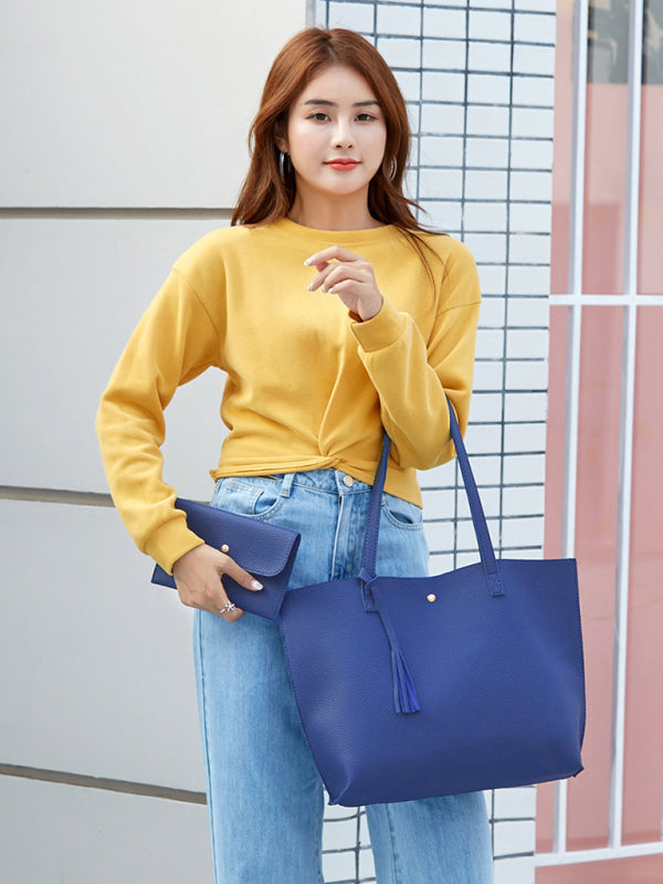 Tassel Zip Bag Large Capacity Shoulder Tote Bag Shello's Creative Boutique