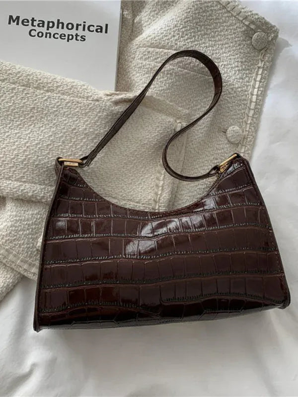 New Fashion Embossed Hand Bag Temperament Stone Pattern Shoulder Bag - Shello's Creative Boutique