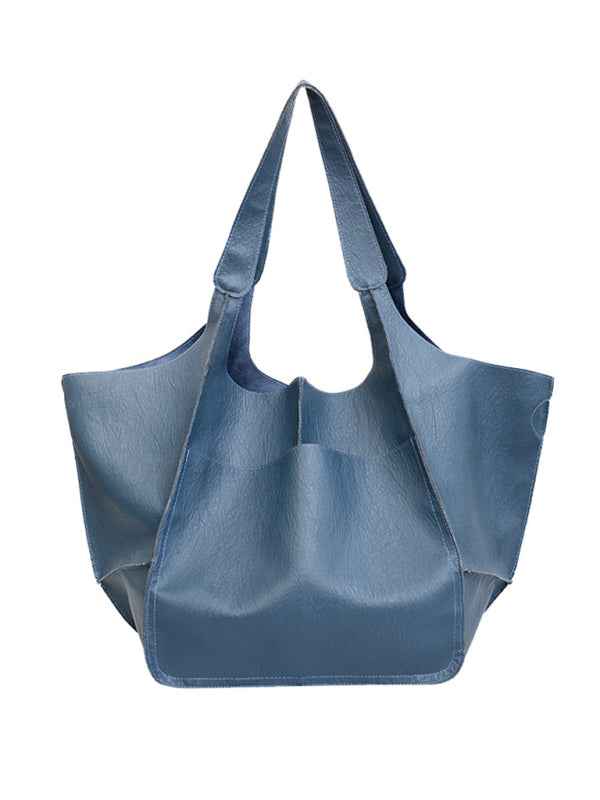 Simple Large Bag  Soft Leather Large Capacity One Shoulder Portable Tote Bag