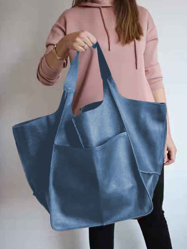 Simple Large Bag  Soft Leather Large Capacity One Shoulder Portable Tote Bag