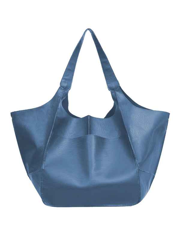 Simple Large Bag  Soft Leather Large Capacity One Shoulder Portable Tote Bag