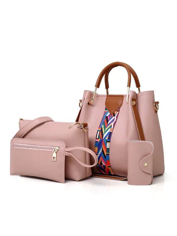 Fashion Zip Bag Set - Four-Piece Handheld Shoulder Messenger & Bucket Bag - Shello's Creative Boutique