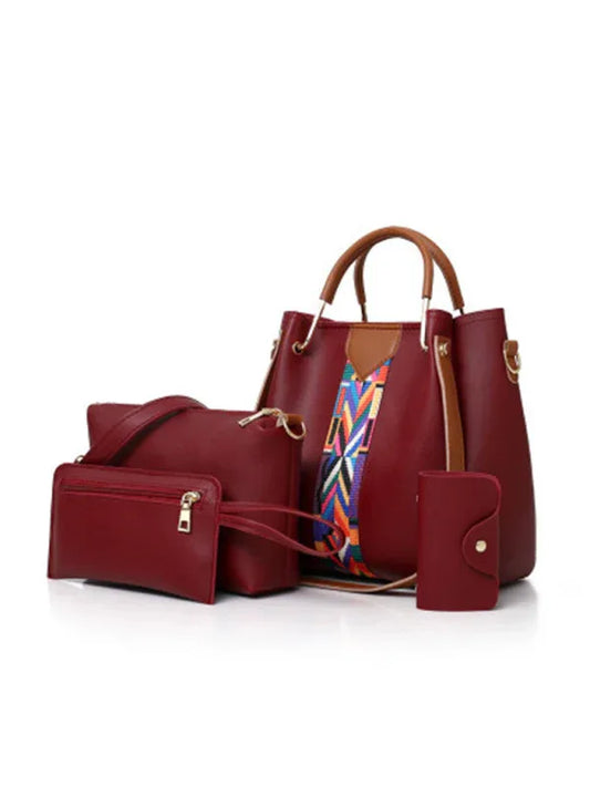 Fashion Zip Bag Set - Four-Piece Handheld Shoulder Messenger & Bucket Bag - Shello's Creative Boutique