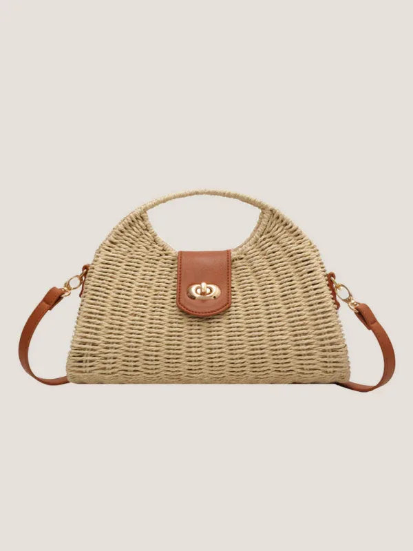 New Mori Fashion Straw Tote Bag with Contrasting Colours - Shello's Creative Boutique