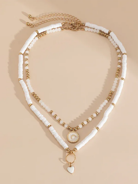 Bohemian Clay Necklace - Retro Soft Clay and Simple Love Crystal Ethnic Style Necklace - Shello's Creative Boutique