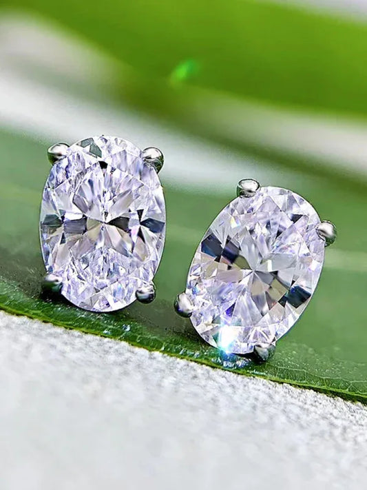 Women's Elegant Zircon Silver Stud Earrings - Shello's Creative Boutique