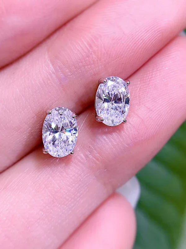 Women's Elegant Zircon Silver Stud Earrings - Shello's Creative Boutique