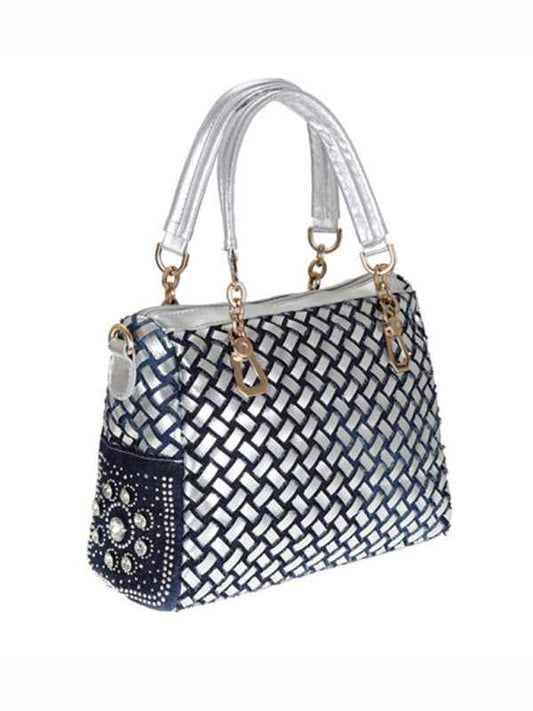 Denim Canvas Hand-Held Diamond Shoulder Crossbody Tote Bag – A Statement of Style & Versatility!
