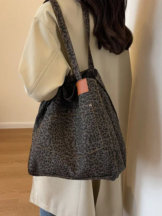 New Leopard Print Tote Bag - Large Capacity Portable Commuter Canvas Bag - Shello's Creative Boutique