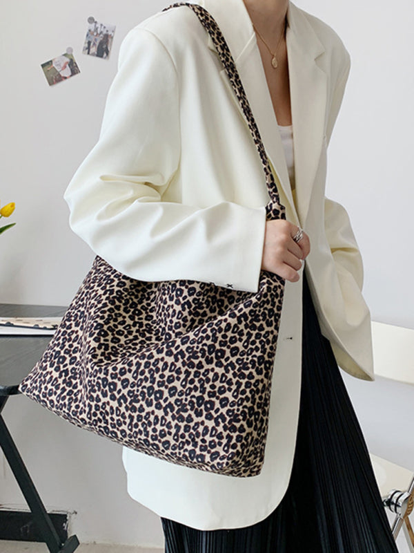 New leopard print shoulder bag canvas shopping bag Shello's Creative Boutique