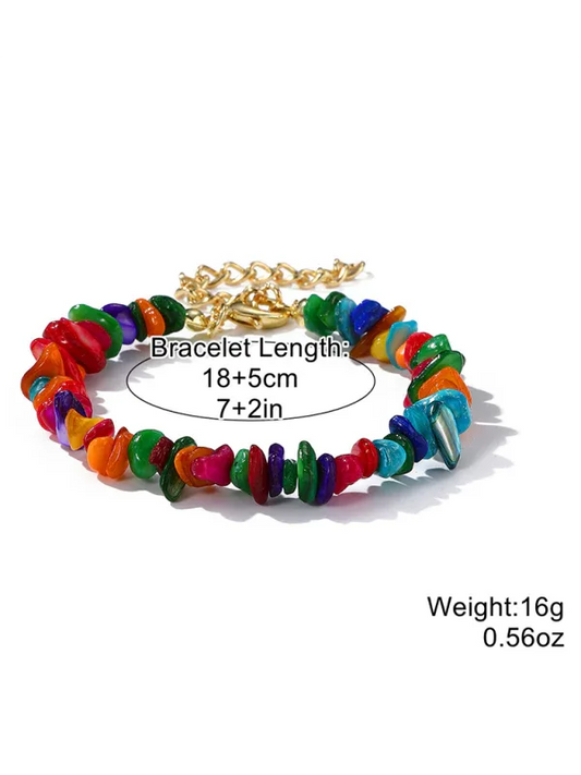 Bohemian Colorful Gravel Bracelet Natural Stone Bracelet - Shello's Creative Boutique