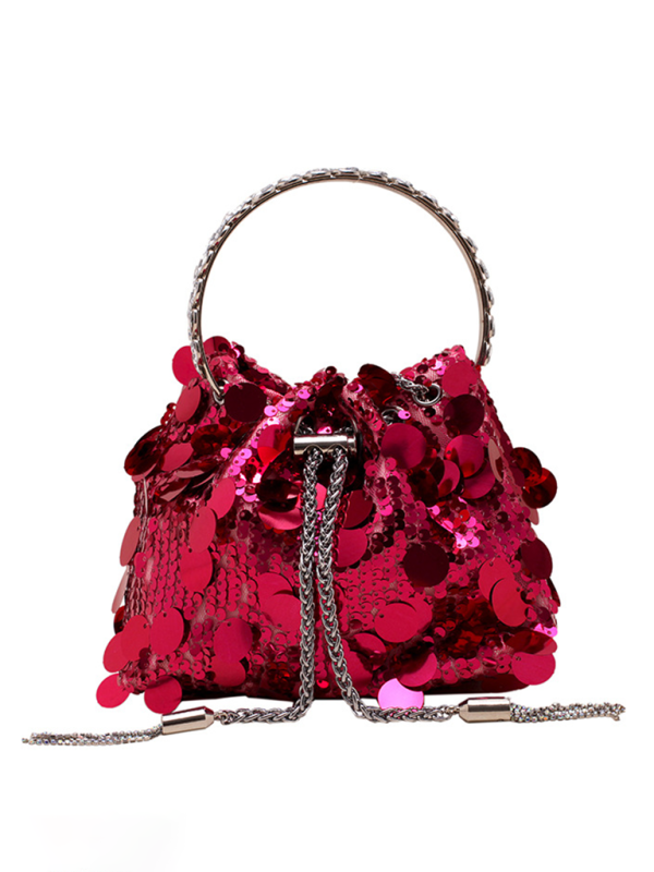 Metal tassel sequin evening bag hand-held crossbody bucket lipstick bag Shello's Creative Boutique