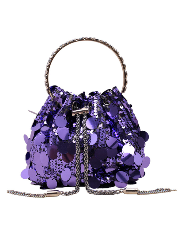 Metal tassel sequin evening bag hand-held crossbody bucket lipstick bag Shello's Creative Boutique