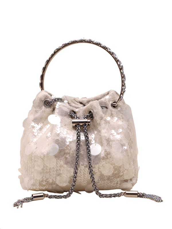 Metal tassel sequin evening bag hand-held crossbody bucket lipstick bag Shello's Creative Boutique