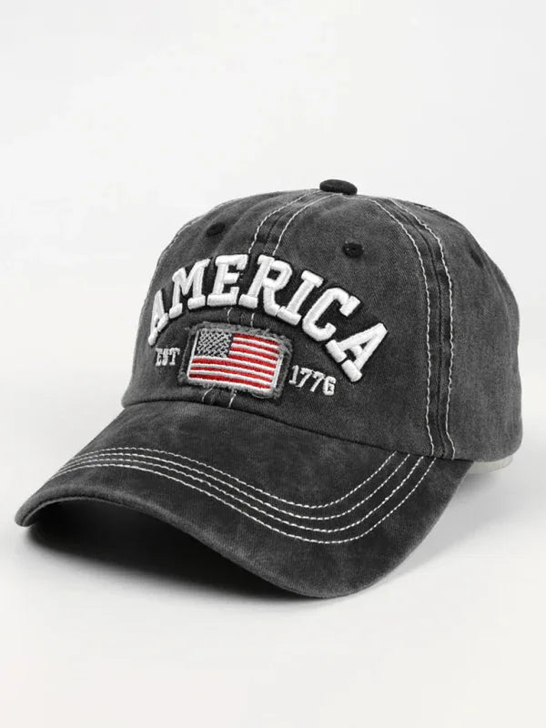 New Men's Embroidered Baseball Cap with American Flag & Letter Design - Shello's Creative Boutique