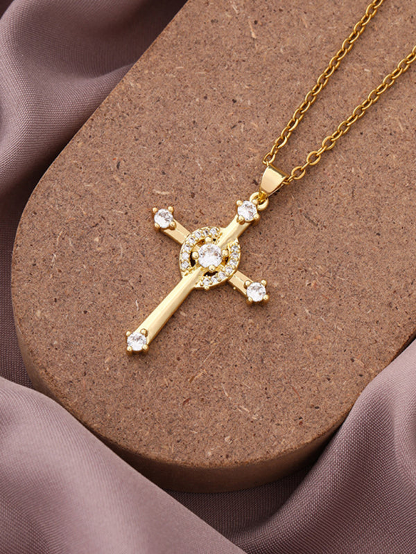 New Simple Cross Zirconia Pendant Pendant Necklace Shello Creative Boutique