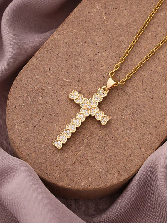 New Simple Cross Zirconia Pendant Necklace for Elegant Style - Shello's Creative Boutique