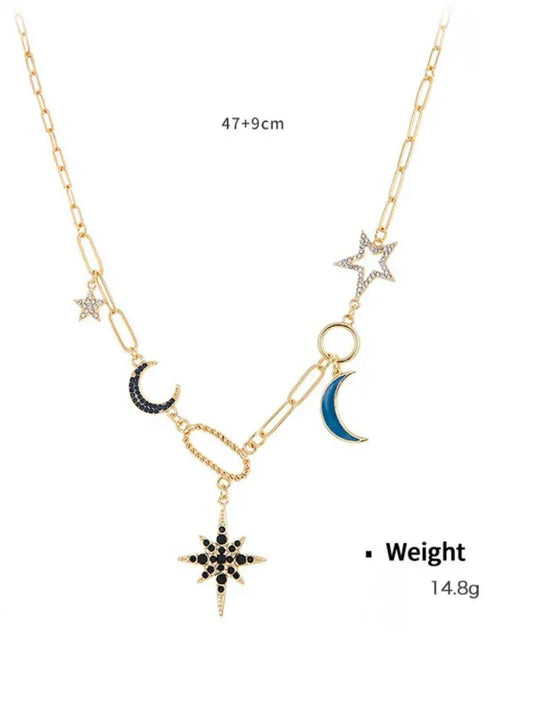 New Mystical Coin-Set Pendant Necklace with Diamond Relief Small Bib Design - Shello's Creative Boutique