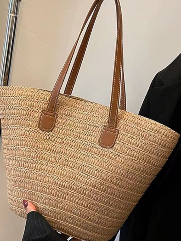 Single shoulder messenger woven bag women's new large capacity holiday beach bag commuter tote bag Shello's Creative Boutique