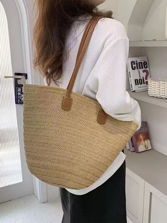 Single shoulder messenger woven bag women's new large capacity holiday beach bag commuter tote bag Shello's Creative Boutique