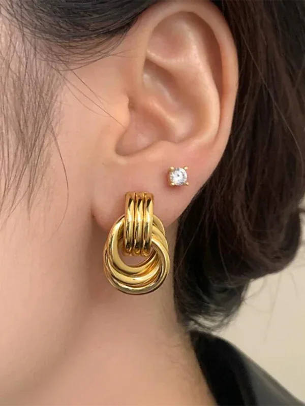 Geometric Hoop Earrings - Multi-Layer Women's Fashion Accessories in New Style - Shello's Creative Boutique
