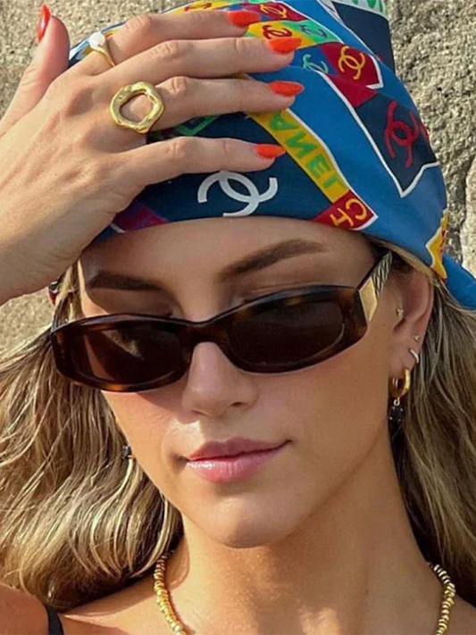 Fashion Small Frame Sunglasses with Diamond Pattern Square Frame - Shello's Creative Boutique