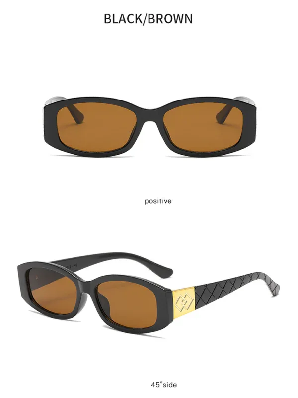 Fashion Small Frame Sunglasses with Diamond Pattern Square Frame - Shello's Creative Boutique