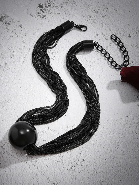Punk Chain Stacking Necklace - Multi-Layer Geometric Sphere Design - Shello's Creative Boutique