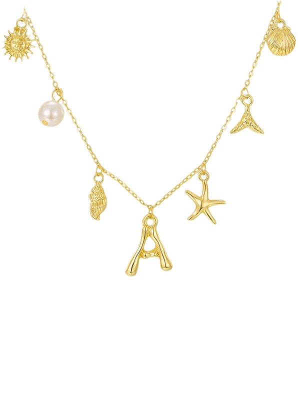 New Fashion Pearl Ocean Shell Letter Necklace Shello's Creative Boutique