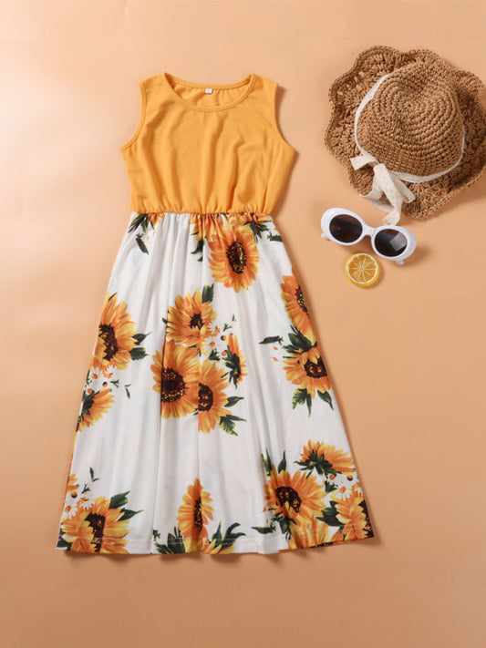 Children's Floral Mosaic Tank Dress Mother-Daughter Clothes Shello's Creative Boutique