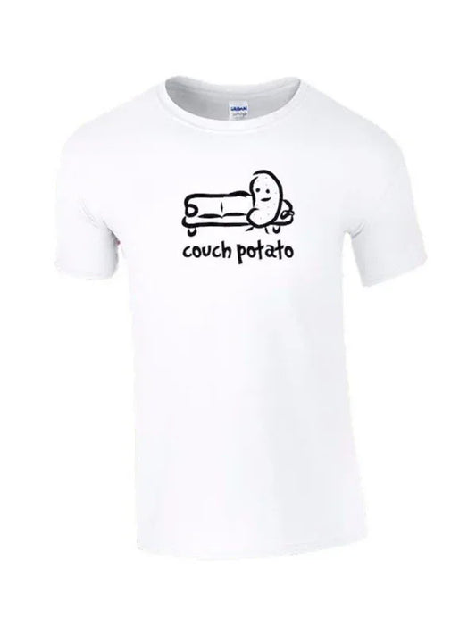 Men's COUCH POTATO Print Short Sleeve Round Neck T-Shirt Parent-child Wear - Shello's Creative Boutique