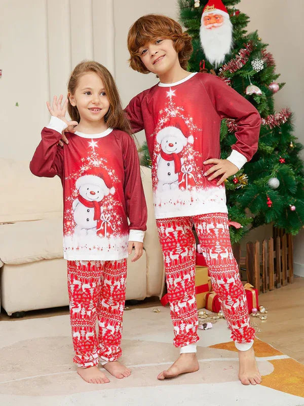 Christmas Snowman Scarf Family Pajamas - Parent-Child Matching Set - Shello's Creative Boutique