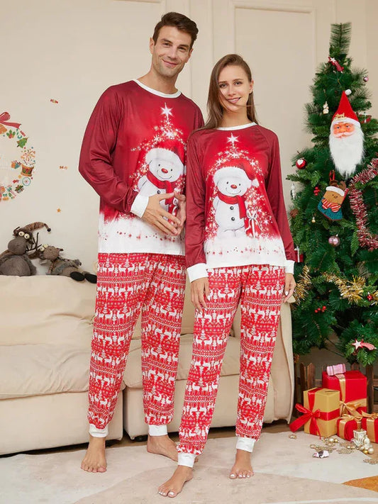 Christmas Snowman Scarf Family Pajamas - Parent-Child Matching Set - Shello's Creative Boutique