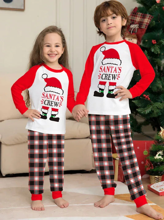 New Christmas parent-child set deer head print home clothes plaid two-piece pyjamas - Shello's Creative Boutique
