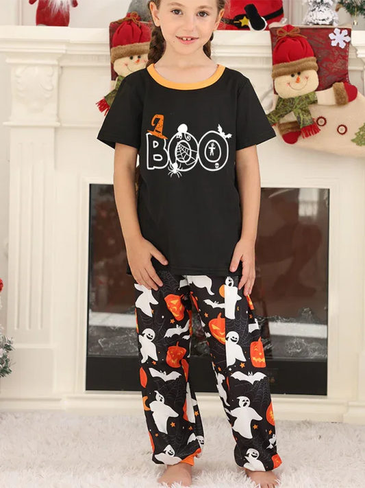 Halloween Christmas Loungewear Set - Parent-Child Two-Piece Pajamas with Short Sleeves and Long Pants - Shello's Creative Boutique