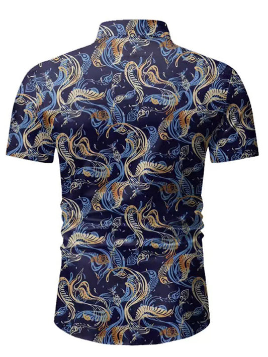 Men's Hawaiian Shirt Button Down Shirts Short-Sleeve Work Shirt Spread Collar Tops Shello Creative Boutique