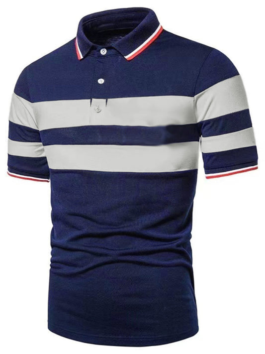 Men's Short Sleeve Color Block Knit Polo Shirt Shello's Creative Boutique