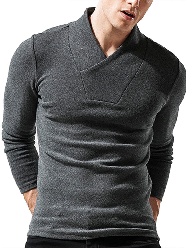 Men's Woolen V-Neck Stretchy Long Sleeve Tee Shello's Creative Boutique