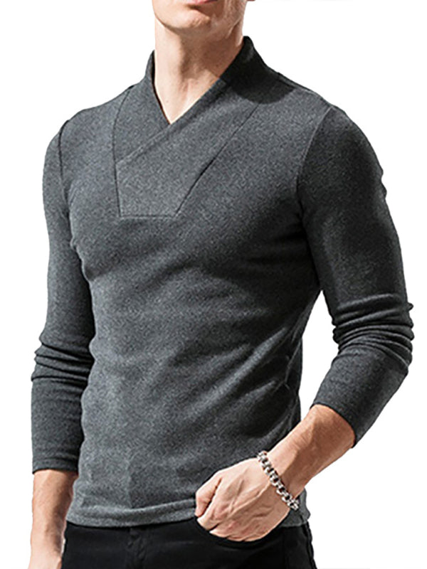 Men's Woolen V-Neck Stretchy Long Sleeve Tee Shello's Creative Boutique