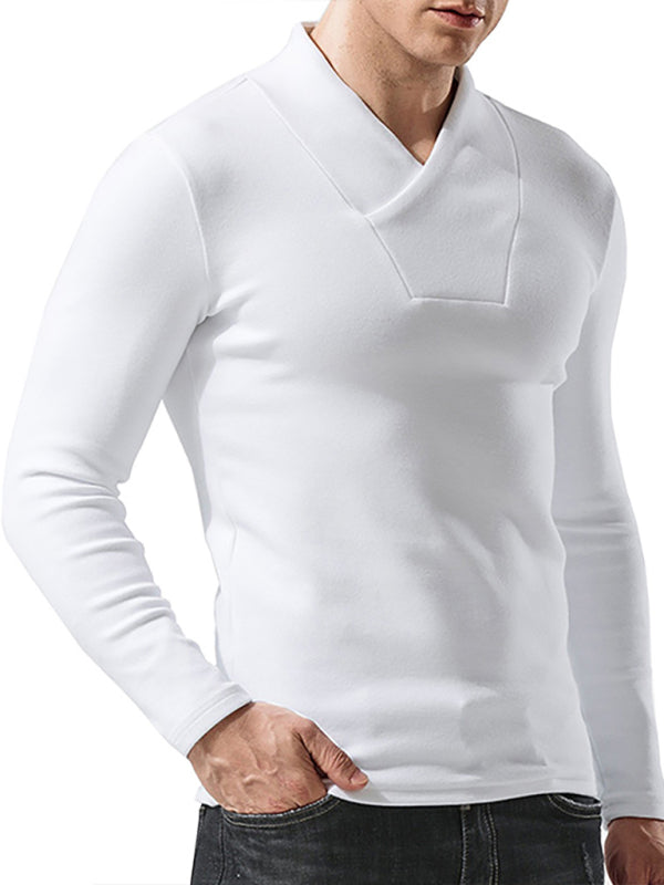 Men's Woolen V-Neck Stretchy Long Sleeve Tee Shello's Creative Boutique