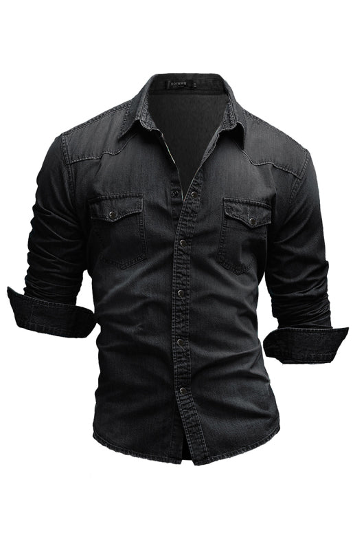 Spring-Summer Polyester Lapel Collar Solid Men's Shirt Shello Creative Boutique