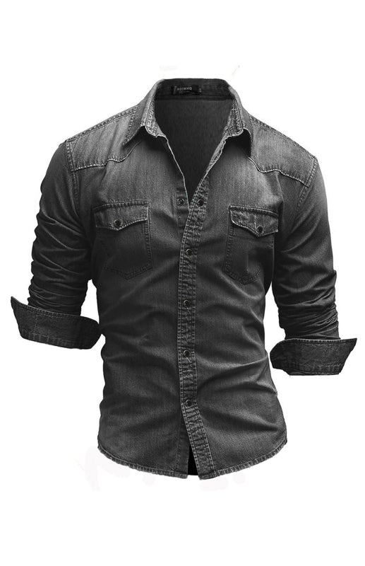 Spring-Summer Polyester Lapel Collar Solid Men's Shirt Shello Creative Boutique