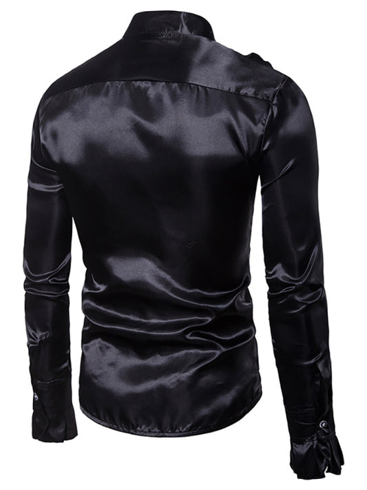 Men's Ruffled Standing Collar Party Shirt Shello Creative Boutique