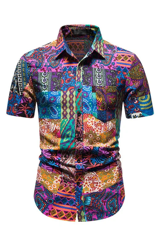 Leisure Lapel Collar Woven Polyester Men's Shirt - Shello's Creative Boutique